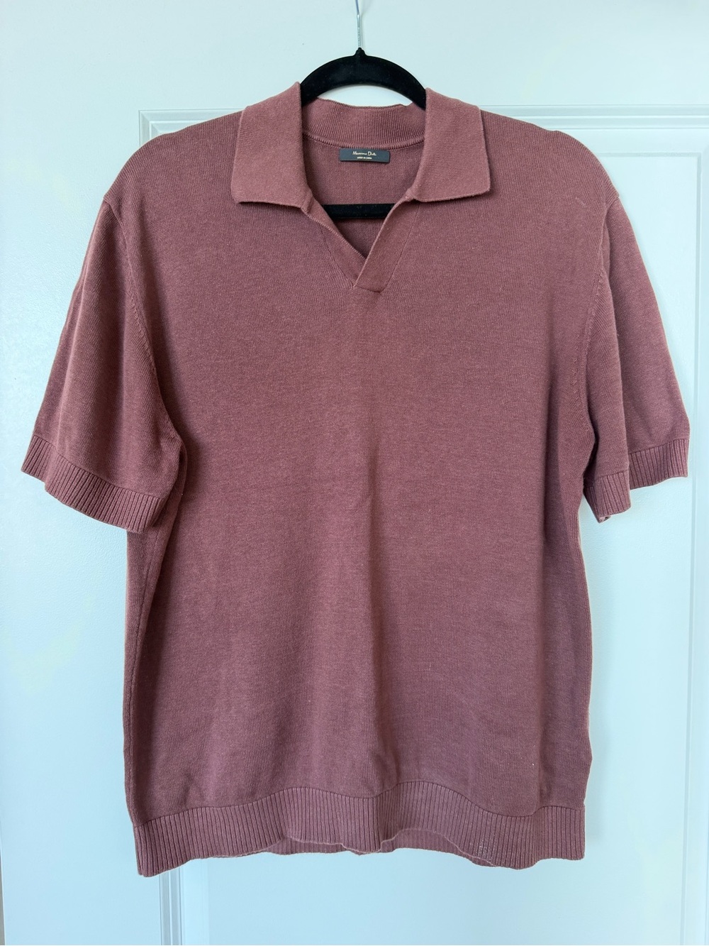 Massimo Dutti Men's Dusty Rose Knit Polo
